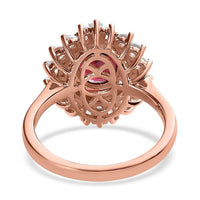 Natural Tanzanian Wine Garnet and Natural White Zircon Sunburst Ring in Vermeil Rose Gold Over Sterling Silver 3.60 ctw