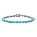 Premium American Natural Sleeping Beauty Turquoise and Natural White Zircon Tennis Bracelet in Platinum Over Sterling Silver (6.50 In) 9.70 Grams 10.25 ctw - Sticky add to cart bar