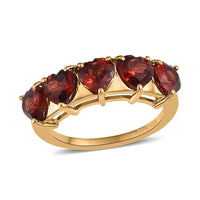 Mozambique Garnet 5 Stone Heart Shape Ring in Vermeil Yellow Gold Over Sterling Silver (Size 10.0) 3.00 ctw