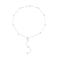 White Freshwater Pearl Lariat Necklace 26 Inches in Stainless Steel - Sticky add to cart bar