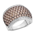 Simulated Champagne and White Diamond Ring in Rhodium and Silvertone 1.50 ctw - Sticky add to cart bar