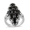Natural Thai Black Spinel Elongated Ring in Stainless Steel 5.50 ctw - Sticky add to cart bar