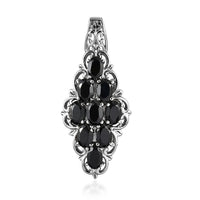 Natural Thai Black Spinel Elongated Pendant in Stainless Steel 4.00 ctw