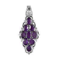 Natural Thai Black Spinel Elongated Pendant in Stainless Steel 4.00 ctw