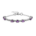 Amethyst Bracelet in Stainless Steel (6.50 In) 3.40 ctw - Sticky add to cart bar