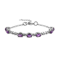 Amethyst Bracelet in Stainless Steel (6.50 In) 3.40 ctw