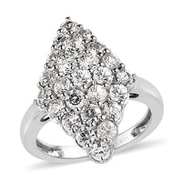 Karis White Zircon Elongated Ring in Platinum Bond (Size 10.0) 2.40 ctw