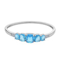 Simulated Aquamarine and Simulated Diamond Bangle Bracelet in Silvertone (6.50 In) 0.55 ctw - Sticky add to cart bar