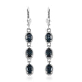 London Blue Topaz Dangling Earrings in Platinum Over Sterling Silver 3.15 ctw - Sticky add to cart bar