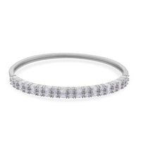Simulated Diamond Bangle Bracelet in Silvertone (6.00 In) 11.65 ctw