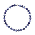 Purple Color Murano Style Beaded Knotted Necklace 20 Inches in Silvertone - Sticky add to cart bar