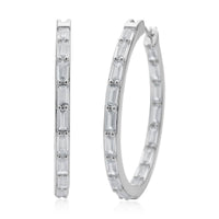 Simulated Diamond Hoop Earrings in Silvertone 11.00 ctw