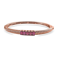 Karis Orissa Rhodolite Garnet Bangle Bracelet in 18K RG Plated (7.25 In) 3.35 ctw