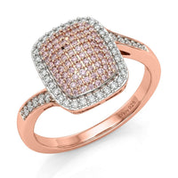Natural Pink and White Diamond Ring in Vermeil Rose Gold Over Sterling Silver 0.50 ctw