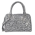 "Leopardskin Foiled Shoulder Bag SIZE: 11.4(L)x3.94(W)x9(H) Inches COLOR: Grey & Black" - Sticky add to cart bar