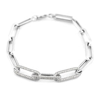 14K White Gold Diamond Paperclip Bracelet (7.50 In) 7.60 Grams 1.40 ctw
