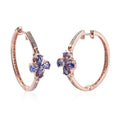 AAA Tanzanite and Natural White Zircon Hoop Earrings in Vermeil Rose Gold Over Sterling Silver 2.00 ctw - Sticky add to cart bar