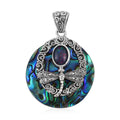 Bali Legacy Abalone Shell and Boulder Opal Triplet Dragonfly Pendant in Sterling Silver 1.25 ctw - Sticky add to cart bar