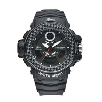 GENOA Miyota Japanese and Electronic Movement Multi Functional Watch with Black Strap (44.70mm) (7.5-9.0 Inch)