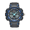 GENOA Japanese and Electronic Movement Watch with Black and Blue Silicone Strap - Sticky add to cart bar