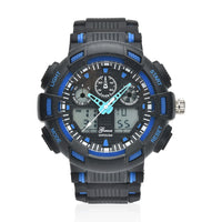 GENOA Japanese and Electronic Movement Watch with Black and Blue Silicone Strap