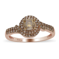 Natural Champagne Diamond Classic Ring in Sterling Silver