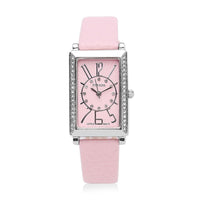 Strada Japanese Movement White Austrian Crystal Watch with Chocolate Color Faux Leather Strap (35 mm) (6.75-8.25 Inches)