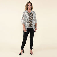 TAMSY Gray Tank Top with Gold Sequins and Cut Out Jacket Set - L