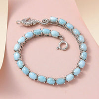 Larimar Tennis Bracelet in Platinum Over Sterling Silver (8.00 In) (11.30 g) 21.85 ctw