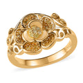 Natural Yellow Diamond I3 Floral Ring in Vermeil Yellow Gold Over Sterling Silver 0.20 ctw - Sticky add to cart bar