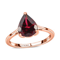 LUXORO 10K Rose Gold Premium Orissa Rhodolite Garnet Solitaire Ring 2.50 ctw