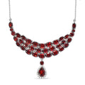 Mozambique Garnet and White Zircon Necklace 18-20 Inches in Platinum Over Sterling Silver 26.35 ctw - Sticky add to cart bar
