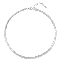 Stripe Textured Omega Chain Necklace 18-20 Inches in Stainless Steel 21 Grams