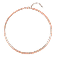 Stripe Textured Omega Chain Necklace (18-20 Inches) in ION Plated RG Stainless Steel (21 g) , Tarnish-Free, Waterproof, Sweat Proof Jewelry