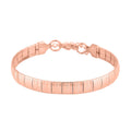 Stripe Textured Omega Chain Bracelet in ION Plated RG Stainless Steel (7.50-9.50In) 9.50 Grams - Sticky add to cart bar