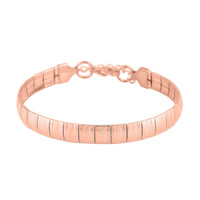 Stripe Textured Omega Chain Bracelet in ION Plated RG Stainless Steel (7.50-9.50In) 9.50 Grams