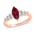 Premium Natural Tanzanian Wine Garnet, Diamond (0.15 cts) Ring in Vermeil RG Over Sterling Silver (Size 10.0) 1.35 ctw - Sticky add to cart bar