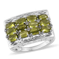 Italian Natural Vesuvianite and Natural White Zircon Ring in Platinum Over Sterling Silver 3.75 ctw - Sticky add to cart bar