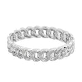 Austrian Crystal Curb Chain Bangle Bracelet in Silvertone (6.75 In) - Sticky add to cart bar