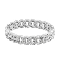 Austrian Crystal Curb Chain Bangle Bracelet in Silvertone (6.75 In)