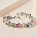 GP Italian Garden Collection Multi-Tourmaline Butterfly Bracelet in Platinum Over Sterling Silver (6.50 In) 9.80 Grams 8.60 ctw - Sticky add to cart bar
