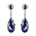 GP Italian Garden Collection Lapis Lazuli and Multi Gemstone Dangling Earrings in Platinum Over Sterling Silver 20.75 ctw - Sticky add to cart bar