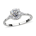 D'Joy 100 Facets Moissanite (Rnd 8 mm) Ring in Rhodium Over Sterling Silver (Size 10.0) 1.85 ctw - Sticky add to cart bar