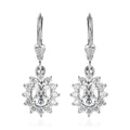 Moissanite Halo Earrings in Platinum Over Sterling Silver 2.50 ctw - Sticky add to cart bar