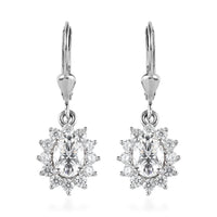 Moissanite Halo Earrings in Platinum Over Sterling Silver 2.50 ctw
