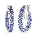 TLV Tanzanite Inside Out Hoop Earrings in Platinum Over Sterling Silver 5.15 ctw - Sticky add to cart bar