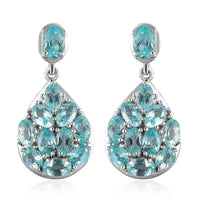 Madagascar Paraiba Apatite Dangle Earrings in Platinum Over Sterling Silver 5.65 ctw