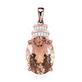 Luxoro 14K Rose Gold AAA Marropino Morganite and G-H I2 Diamond Pendant 8.90 ctw - Sticky add to cart bar