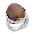Clear Princess Crystal Ocean Jasper Solitaire Ring in Stainless Steel 50.00 ctw - Sticky add to cart bar