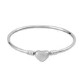 3mm Bangle Bracelet in Stainless Steel (7.00 In) with Heart Shape Lock - Sticky add to cart bar